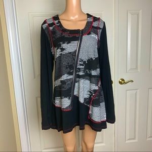 Ronnie Salloway Asymmetrical Zipper Sweater Sz M